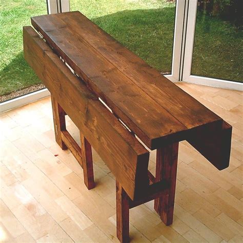 New Hand Made Rustic Drop Leaf Kitchen Dining Table In Thick Solid Wood Ebay Foldable Dining