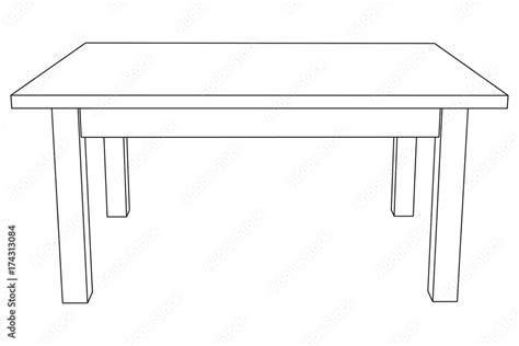 Table Furniture Wireframe Blueprint Linear Outline Pedestal Vector
