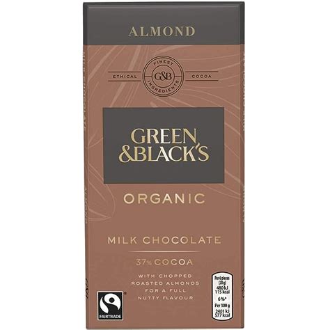 Green And Blacks Organic Milk Chocolate Bar With Chopped Almond 100 G