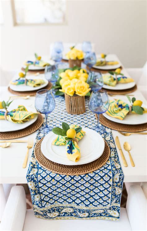 French Country Decor Yellow And Blue Summer Table