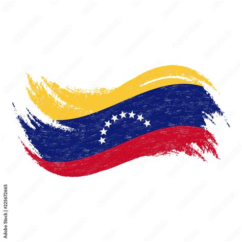 National Flag Of Venezuela Designed Using Brush Strokesisolated On A