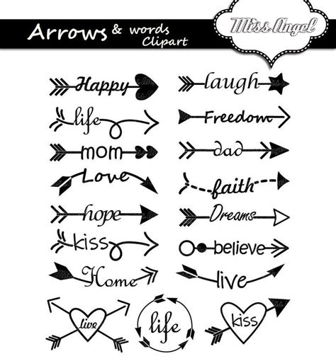 Arrows Words Clipart Arrow Words Clip Art 17 Digital Arrows Etsy