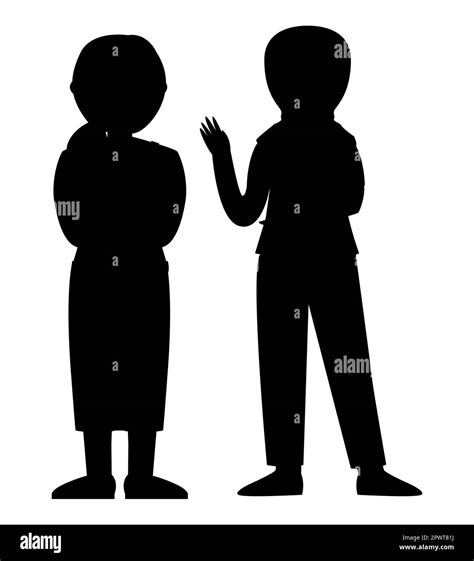 Black Silhouette Of Two Female Friends Talking To Each Other