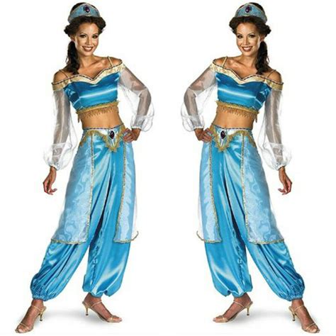 Halloween Aladdin Jasmine Princess Cosplay Women Girl Fancy Dress Party