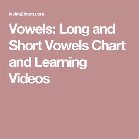 Vowels Long And Short Vowels Chart And Learning Videos Vowel Chart