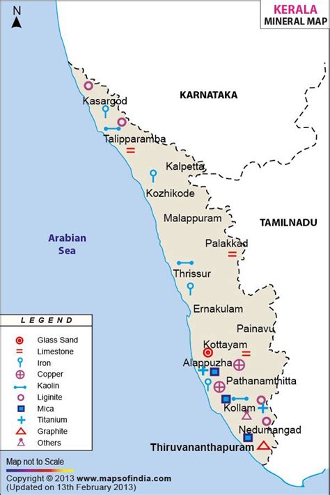 It is bordered by karnataka to the north and northeast, tamil nadu to the east and south, and the lakshadweep sea to the west. Mineral Maps in Kerala | Map, Kerala, Alappuzha