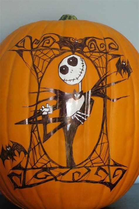 Halloween Pumpkin Jack Skellington Hand Painted Nightmare Before Xmas