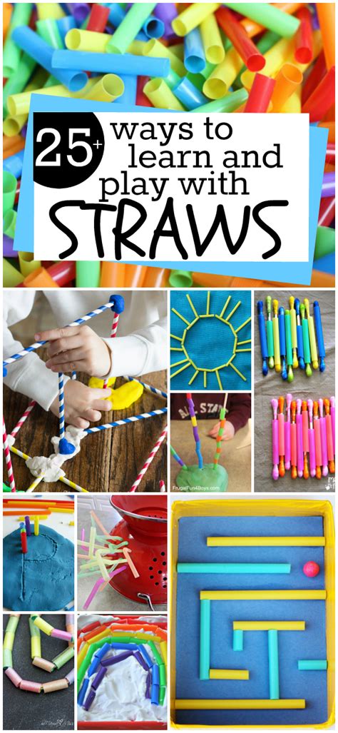 25 Ways To Learn And Play With Straws Straw Crafts Craft Activities