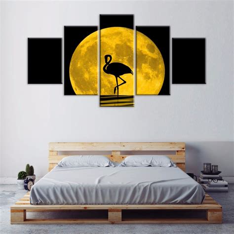 Offer ends tonight at midnight est. Yellow and Black moon with Flamingo Canvas Print Art Home ...