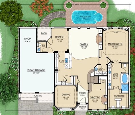 2 master bedroom house plans and floor plans. European four-bedroom house plan