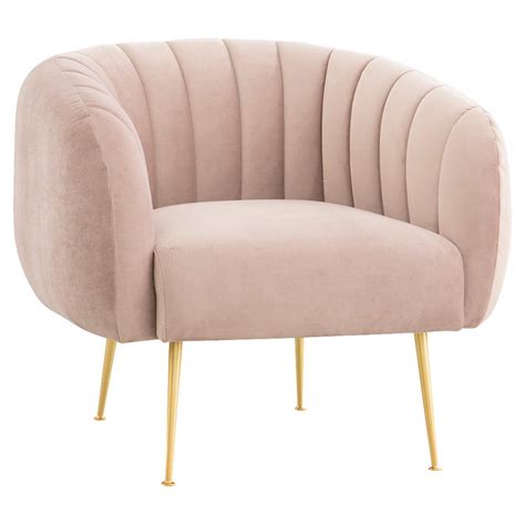 Elena Modern Classic Upholstered Velvet Living Room Barrel Chair Rosa