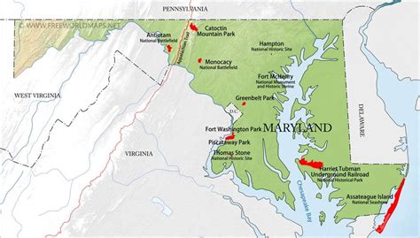 Physical Map Of Maryland