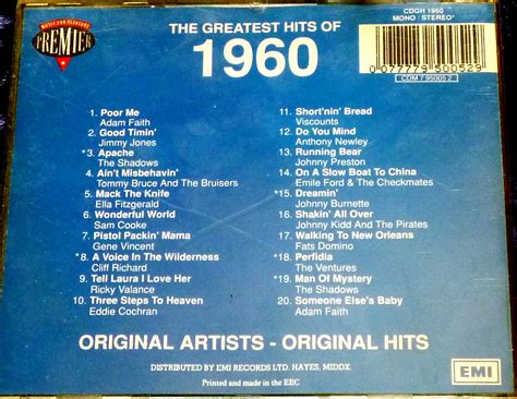 20 Of The Greatest Hits Of 1960