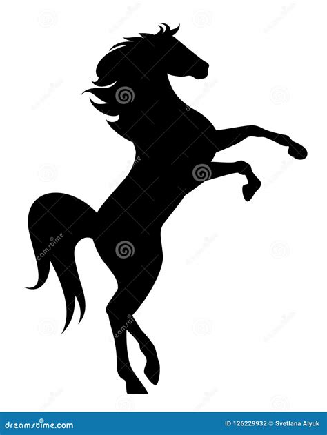 Mustang Horse Rearing Up Black Silhouette Stock Vector Illustration