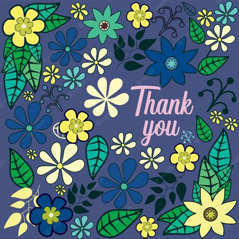 Premium Vector Floral Thank You Card With Beautiful Spring Flowers