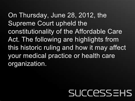 Highlights Of The Supreme Court Ruling On Affordable Care Act