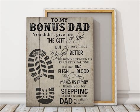 To My Bonus Dad Meaningful Quote Poster Fathers Day Gift For | Etsy