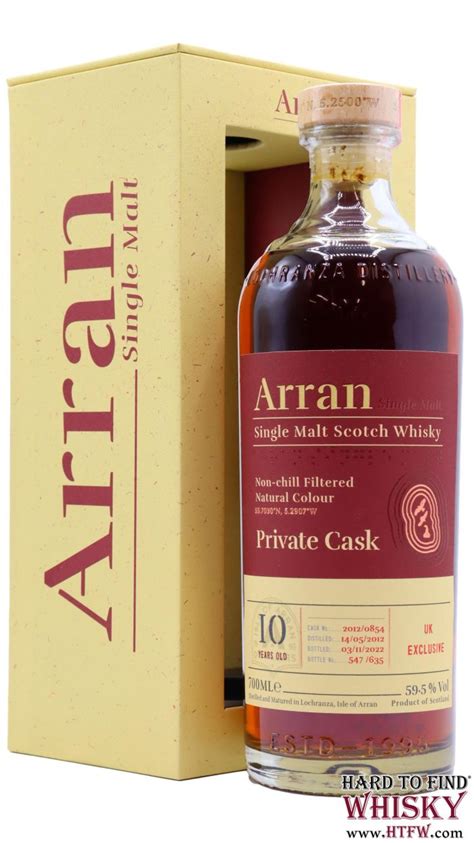 Arran Private Cask Single Cask 0854 UK Exclusive 2012 10 Year Old Whisky