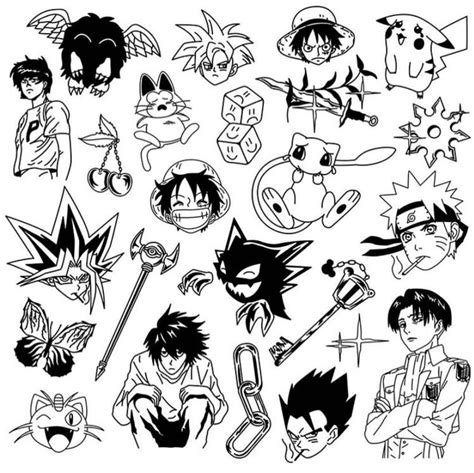 Various Cartoon Characters Are Shown In This Black And White Drawing