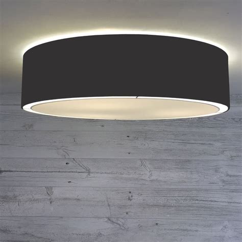 Black Flush Drum Ceiling Light Handmade In 3 Sizes And 50 Colours