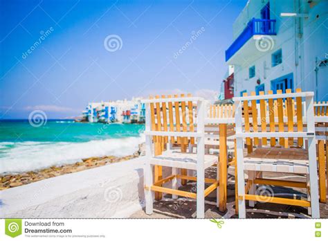 Beautiful View of Little Venice from a Restaurant in Mykonos Island in