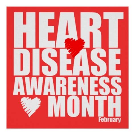 February Heart Disease Awareness Month Poster Heart