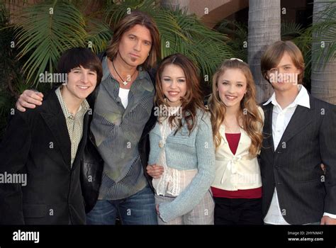 Mitchel Musso Billy Ray Cyrus Miley Cyrus Emily Osment And Jason Earles Attend A Hannah