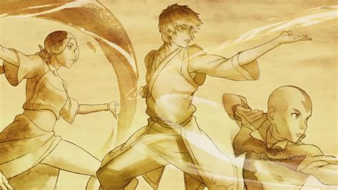 Download The Team Of Aang Katara And Zuko In Avatar The Last Airbender