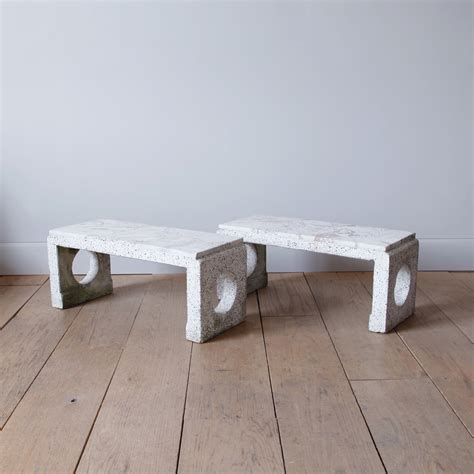 Pair Of Minimalist Italian Marble And Terrazzo Benches Lawton Mull