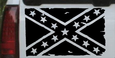 Confederate Southern Rebel Battle Flag Tattered Car Or Truck Window