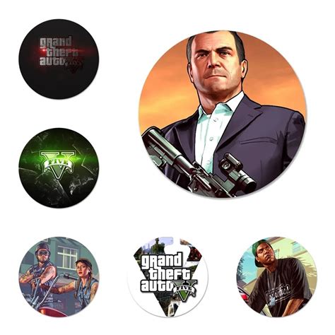 Grand Theft Auto Gta V Icons Pins Broches De Decoración Insignias De