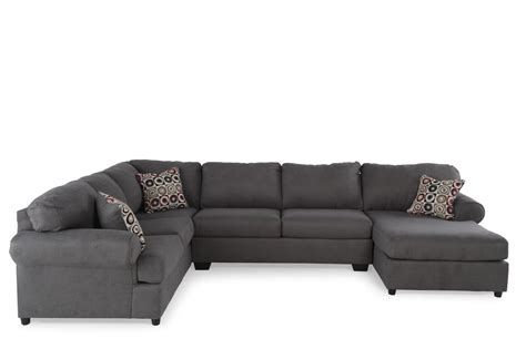 Three Piece Microfiber 93 Sectional In Dark Gray Mathis Brothers