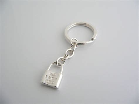 Tiffany And Co Silver 1837 Padlock Lock Key Ring Keychain