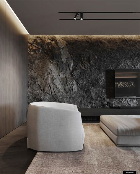 Stone Living Room Home Design Ideas