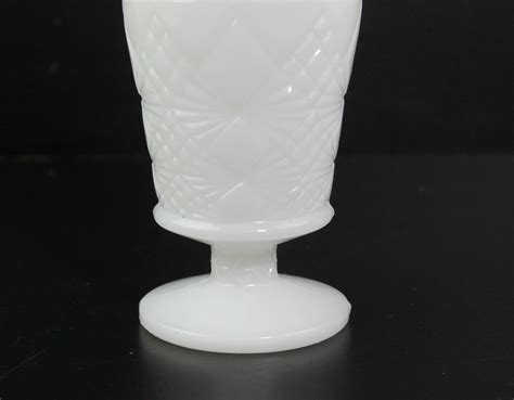 Vintage Hazel Atlas Milk Glass Footed Tumbler Gothic Pattern Ebay