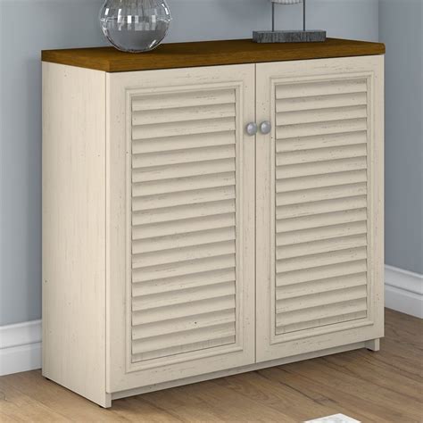 Fairview Small Storage Cabinet With Doors In Antique White Engineered
