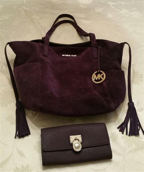 Michael Kors Purple Suede Large Handbag Bag By Rhettstreasures