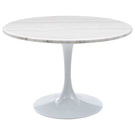Prime Colfax Mid Century Modern Round Marble Top Dining Table White