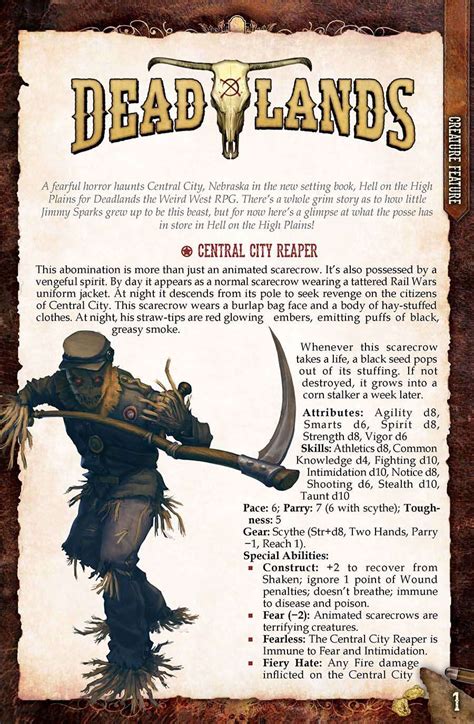 Deadlands Hell On The High Plains Central City Reaper Creature