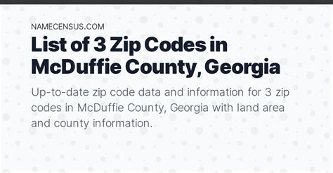 Mcduffie County Zip Codes List Of 3 Zip Codes In Mcduffie County Georgia
