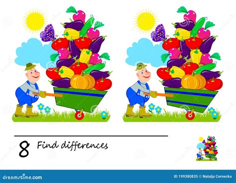 Find 8 Differences Logic Puzzle Game For Children And Adults Brain