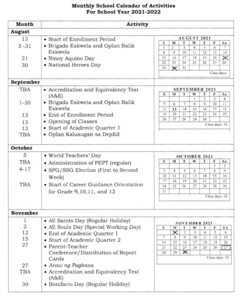 Deped Releases School Calendar For Sy 2021 2022 Guro Ako