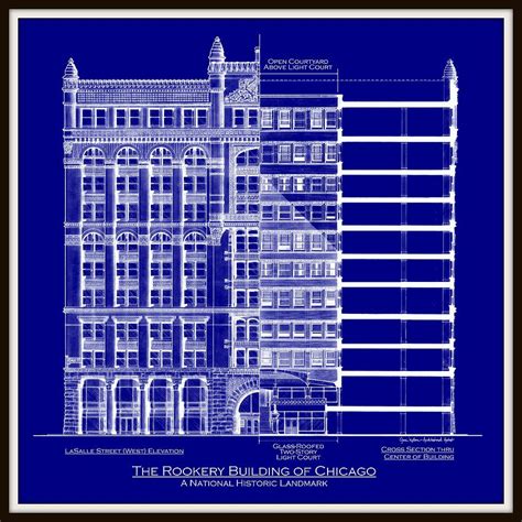 Rookery Building Chicago Blueprint Drawing By Gene Nelson