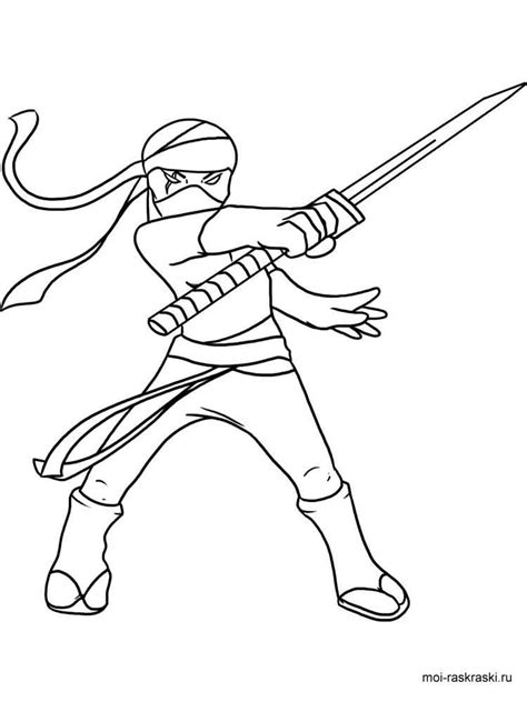 Cute ninja boy with funky costume: Ninja Boy Coloring Pages