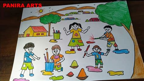 Cartoon Holi Drawing For Kids Fun Step By Step Cartoon Drawings And
