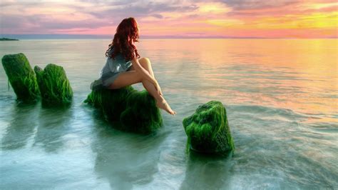 Beautiful Women Wallpapers Iphone Desktop Relax Sea Beauty Sunset