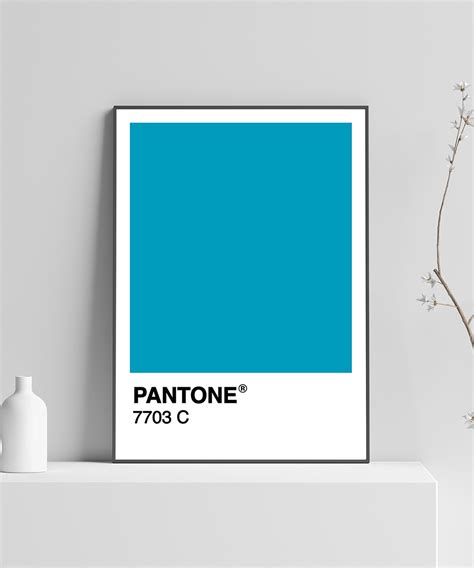 Turquoise Blue Pantone Digital Print Pantone Poster Minimalist