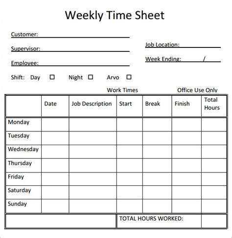 Templates Printable Free Timesheet Template Time Sheet Printable