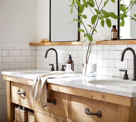 They can be used in various bathroom sizes and shapes. Benchwright Reclaimed Wood Double Sink Vanity - Wax Pine ...