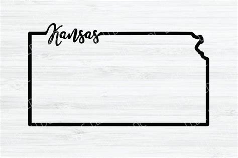 Kansas Outline Svg Kansas Cursive Vector File Kansas Design Kansas